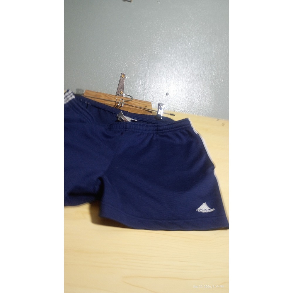 Adidas Athletic Shorts, Female, Women Size I Navy Blue 3-Stripe Mesh Vintage 04